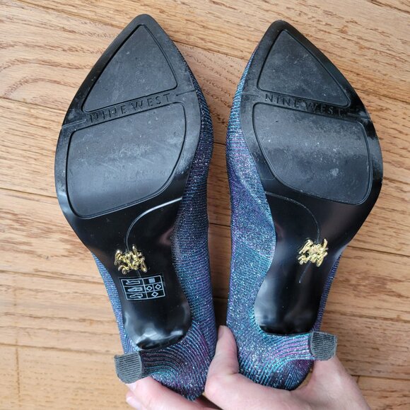 Nine West Love Fury Sparkly Platform Heel Shoes 7 - Picture 7 of 16